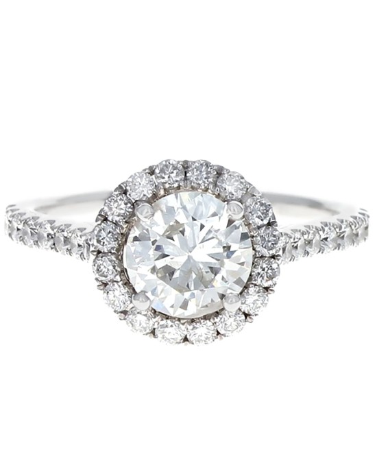 Diamond Halo Engagement Ring in White Gold